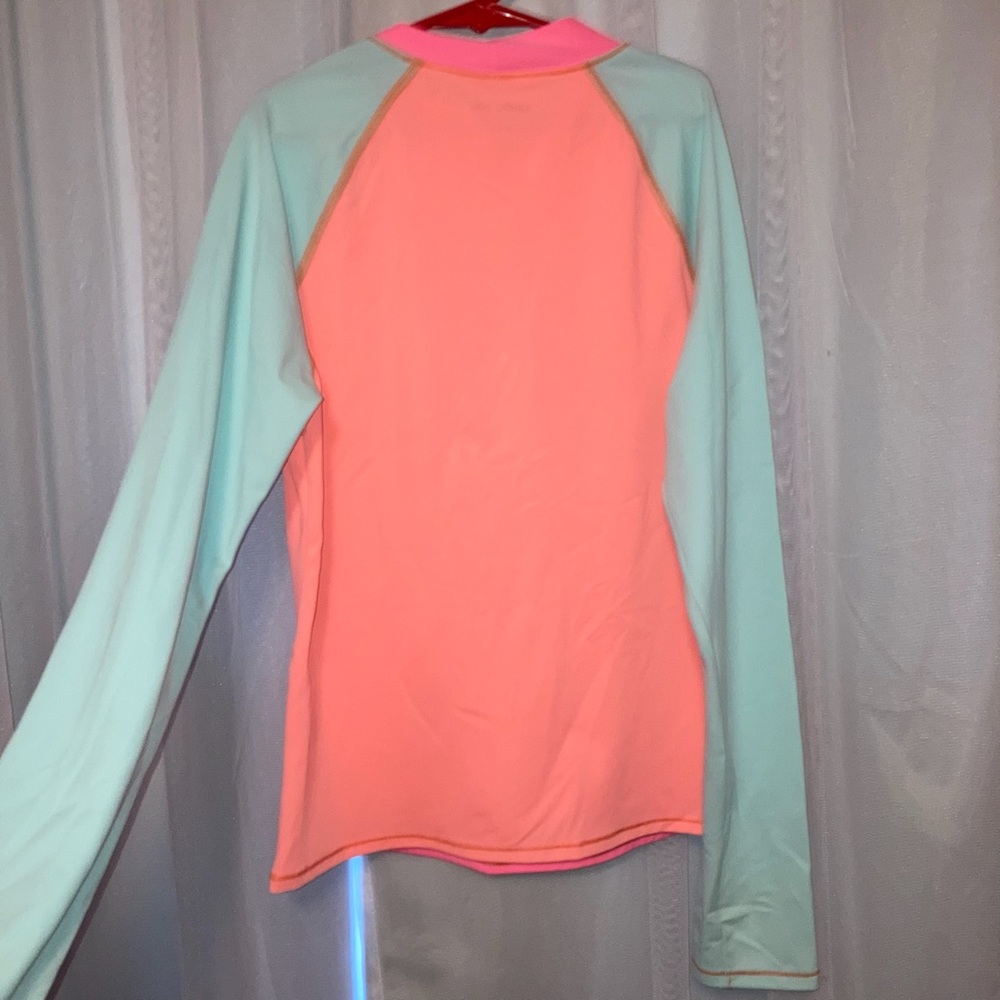 SOLD Lands End Girl girls kids teen Large 14 L RASHGUARD Swim Color block - Picture 2 of 4